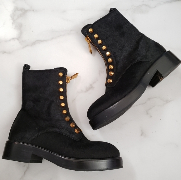 Jeffrey Campbell Tonette-2F Calf-hair zip-front Bootie with studs, Size 6.5 - Picture 8 of 8